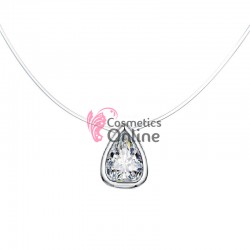 Colier din fir transparent cu pandantiv din zirconiu AS42EE Argintiu in forma de lacrima